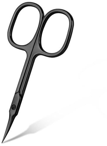 URAQT Ciseaux à Cuticules Professionnels, Ciseaux à Ongles Sourcils, Lame Incurvée en Acier Inoxydable Manucure Pédicure Beauté Toilettage pour Ongles, Cils et Peau Sèche, Noir