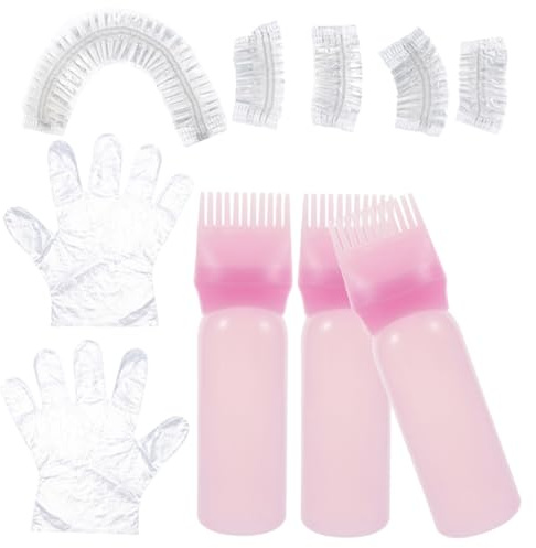 DECHOUS Kit de Tinte Cabello Portátil Aplicador Flexible Botella de Aceite y Accesorios para Decoloración Set Completo Color Rosa Adecuado para Uso Doméstico y Salón