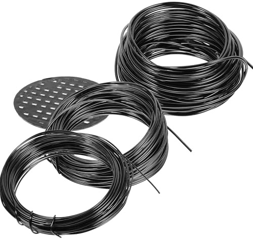 UKCOCO Alambres de Entrenamiento para Bonsáis, Alambre de Cobre y Plástico Negro para Árboles y Plantas, Manualidades y Jardinería, Fino Acabado, Resistente al Desgaste