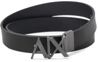 Armani Exchange Herren Everyday Logo Belt Gürtel, Schwarz, 34