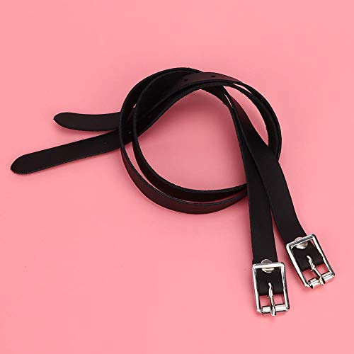 AMONIDA 1 Paire de Cuirs d'étrier de Cuir d'étrier de Cheval, Ceinture d'étrier, Outil de Cheval en Acier Inoxydable Boucle de Cheval Noir étrier de Cuir pour Cheval (Noir)