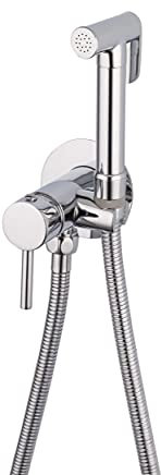 VALAZ Kit Douchette WC | Robinet Bidet, Douche hygiénique, Mélangeur Eau Froide et Chaude, Pas de Fuites, Installation Facile et Rapide | Laiton, Inoxydable, Rond, Série Guadiana (Chromé)