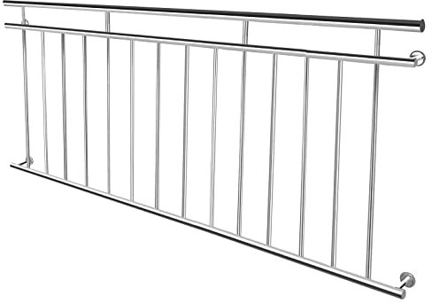 UISEBRT - Ringhiera francese per finestra, in acciaio inox, adatta per esterni, per scale, balconi e terrazze, 184 x 90 cm