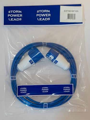 STORM POWER LEADS BLUE ELECTRIC CARAVAN HOOK UP EXTENSION LEAD 5M - 25M 240V MAINS CABLE 16 AMP (5M)