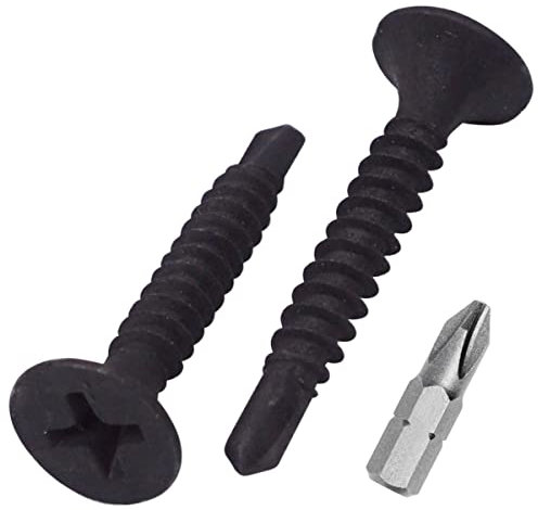 SKIR'CO (400 pièces) Noir Finition phosphate 3,5 x 25 mm Vis auto-perceuses pour cloison sèche Filetage fin Tête fraisée