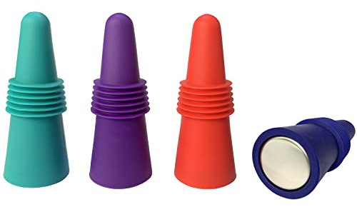 FTONOM5 4 Pcs of Silicone Sealed Wine, Beer, Champagne Stoppers, Reusable Corks for Wine Bottles Stoppers of Opened Win Cork to Keep The Wine Champagne Beer Fresh