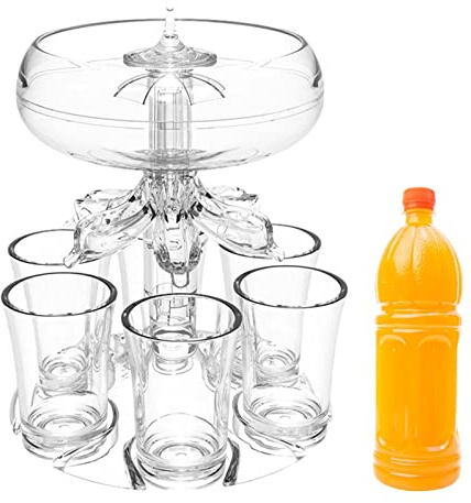 Raxove Shot Glasses, Dispenser Set and Holder 6 Transparent Shot Glasses, Liquor Holder for KTV, Bar, Home, Picnic and Festival Party