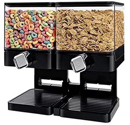 Syfunlv Double cereal dispenser,Quadrat Cerealienspender,Zerkleinert Keine Cerealien Beim Ausgeben,luftdicht verschlossen, transparent, für Müsli/Tierfutter/Süßigkeiten (3.5L Doppelfass)