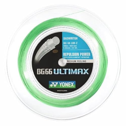YONEX BG 66 Ultimax Badminton String, Reel (Color Option) (Pastel Green)