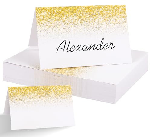 50pz Segnaposto Cartellini Tavolo per Cresima Comunione Matrimonio Compleanno Matrimonio Laurea Battesimo Bigliettini Carta da Tavolo Oro Decorazione Festa Bomboniere Natale