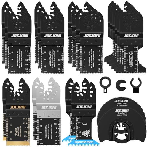 JOEJONI 27 tlg Multitool Sägeblätter Set, Universelles Multitool Zubehör, Oszillierendes Zubehör Set, für Fein Multimaster, Ryobi, Milwaukee, Bosch, Dremel, Dewalt, Rockwell, Makita and More