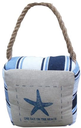 TentHome Mediterraner Stoff-Türstopper Sack schwerer Türdämpfer mit Schnur-Griff Maritim Türhalter Türpuffer Türsack Fensterstopper Sandsack für Boden Seesterne