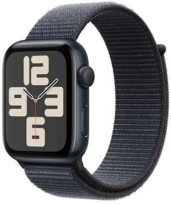 Apple Watch SE (2ᵉ génération) 44 mm GPS Montre connectée avec Boîtier en Aluminium Minuit et Boucle Sport Encre Violette. Suivi activité et Sommeil, détection Accidents, Neutre en Carbone