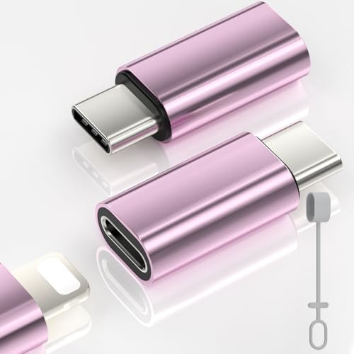 Zestiq 2 Pack Adapter Lightning auf USB C für iPhone 16/16 Pro/16 Pro Max/16 Plus/15/15 Pro, Samsung S24/S23, iPad, Unterstützung von Laden und Datenübertragung, Nicht für Audio/OTG/Kopfhörer-Rosa