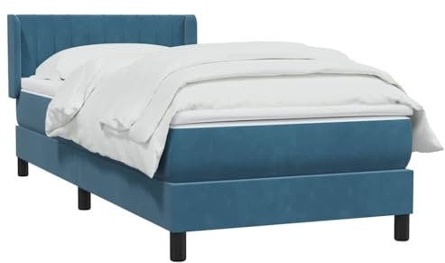 vidaXL Ramsäng med madrass mörkblå 80x210 cm sammet, Säng, Sängbotten, Enkelsäng, Sovrum Möbler, Säng Stomme, Stoppad säng, Sammet Säng