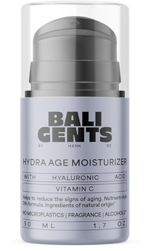 Bali Gents Hydra Age Moisturizer - Crème nourrissante pour le visage - Crème hydratante à l'acide hyaluronique pour le visage - Crème antioxydante avec formule anti-âge - Avec pantenol et aloe vera
