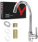LVAOUO Kitchen Tap Stainless Steel, 360-Degree Swivel Spout with Cold & Hot Water Double Tubes, UK Standard Fittings
