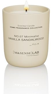 M&SENSE Duftkerzen im Glas Vanille-Sandelholz -Natursojawax Kerze 150g 30h Brenndauer,Geschenk für Frauen und Männer,Einfaches Design,Aromatherapie für Zuhause,Bad,Yoga Entspannung,Natural Soy Candle