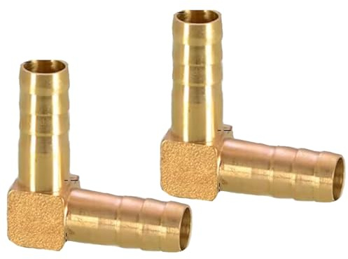 2pcs5/16inch L-Shaped Brass Barb Splicer Fitting,8mm Barb Hose Fitting Air Gas Water Fuel,90 Degree Connector Barbed Hose Fittings.
