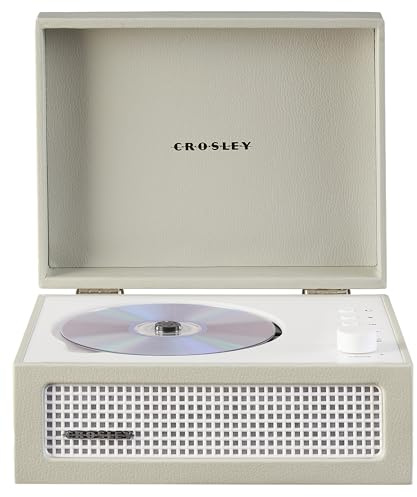 Crosley CR3517A-DU Voyager Retro Portable CD Player with Stereo Bluetooth Speakers and FM Radio, Dune