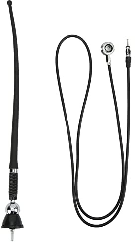36 cm universell bilstereoantenn, ABS svart AM FM-antenn med 180° roterande bas, 1. Kabel för bilar, båt- och marina fordon