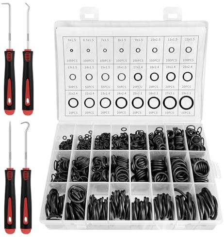 1200Pcs O Rings Rubber Ring Set 24 Sizes O Rings Rubber Assorted seal kit Seal Kit Electrical Rubber Washers Assorted for Plumbing Various Car Auto Vehicle Repair Sealing Connections Resist Oil Heat