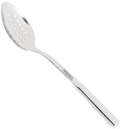 Viking Culinary Solid Forged Stainless Steel Slotted Spoon, Ergonomic Stay-cool Handles, Dishwasher Safe