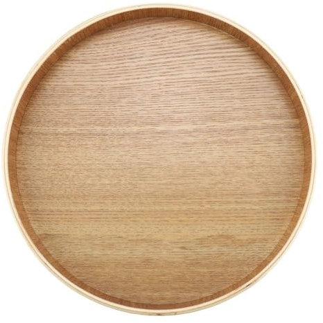 Herchr 9,4 Pouces Plateau Bois Decoratif Rond, Plateau Service, Plat Présentation Bois Plateaues Cafe Table Deco Plate, étagère Organiseur Plateau D'affichage pour Nourriture Bijoux (Diamètre 24cm)