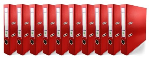 Netuno 10 raccoglitori A4 rosso a 2 anelli A4 dorso 5 cm raccoglitori A4 in cartone ecologico riciclato per archivio ufficio faldoni portadocumenti registratori ad anelli