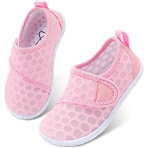 LeIsfIt Toddler Water Shoes Boys Girls Aqua Socks Kids Outdoor Quick-Dry Breathable Swim Shoes Lightweight Non-Slip Barefoot Beach Shoes Pink 7 Toddler