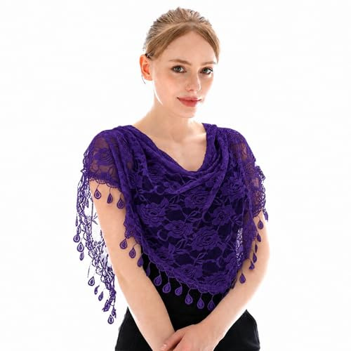MAIRY Purple Scarf Chiffon Shawls Soft Lace Wraps for Evening Dress Wedding Cape Cover Up for Evening Dresses & Formal Occasions148007
