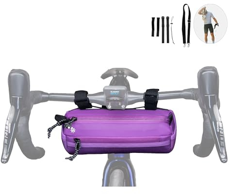 Lumiere & Co. Bike Handlebar Bag - Durable, Multiple-Size Options and Multi-Color Options -Dual Elastic Straps, Clips & Hook & Loop Attachments (Medium, Purple)