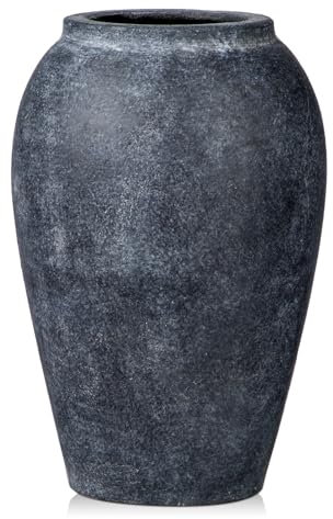 Oairse Handmade Flower Vase 25CM Tall Terracotta Vase, Vintage Ceramic Vases for Flowers Rustic Antique Vases Décor Wide Mouth Matte Finish for Home Office Resto Café Decoration