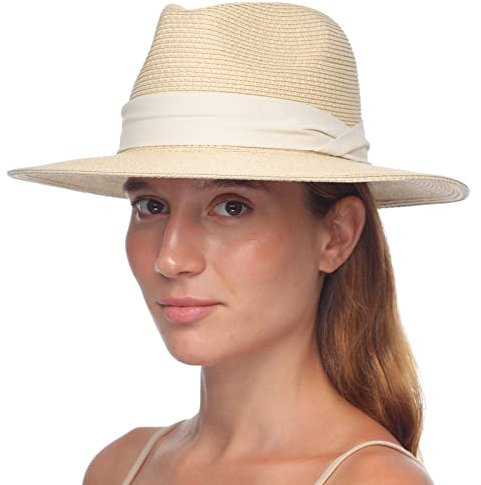 FURTALK Unisex Panamahut Breite Krempe Sonnenhut für Damen und Herren Sommerhut UV-Schutz Strandhut Verstellbare Strohhut