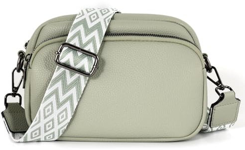 TANTOMI Umhängetasche Damen Klein, PU Leder Crossbody Bag Damen Handytasche zum Umhängen, Moderne Handtasche Damen Klein mit Breitem Schultergurt, Damen Tasche Tägliches Arbeiten, Einkaufen,Reisen