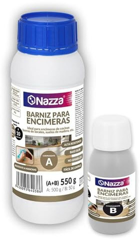 Barniz al Agua de Poliuretano para Encimeras de Cocina - NO Amarillea y NO modifica el aspecto natural de la madera - Protector Encimera Cocina - Formato 2.2 Kilogramos