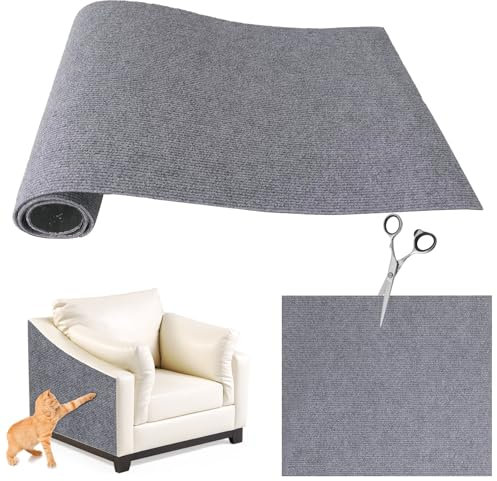 Selbstklebend kratzmatte Katze, Kratzbretter Katze Wand, DIY Kratzbrett Katze, Kratzschutz Sofa Katze Ideal für kratzteppich Katzen, Katzenkratzbretter, Kratzwand 200x40cm (Grau)