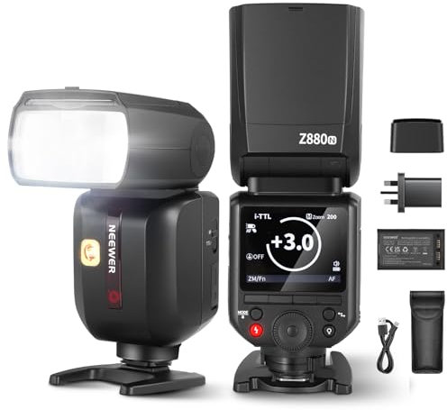 NEEWER Z880-N 2.4G i-TTL Camera Flash Speedlite for Nikon, Upgraded UI, Adjustable Modeling Lamp, TTL/M Quick Switch TCM Key, 76Ws Speedlight 1/8000s HSS 7.4V/2600mAh Battery 480 Full Power Flash