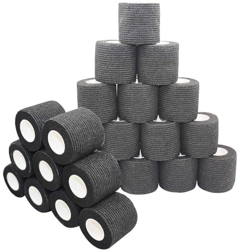 nilo Selbstklebender Verband - 24 Rollen 5cm x 4,5m / Selbsthaftende Bandage für Tiere und Menschen/atmungsaktive & elastische Binde/Haftbandage selbstklebend (schwarz)