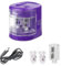 JFQSUNSINE Pencil Sharpener with Container Electric - Pencil Sharpener for Kids, Work via USB Power or AA Batteries, Dual Hole for 6-8mm & 9-12mm Pencils, Easy to use for Home, School (Purple)