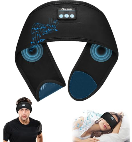 AndThere Bandeau Ecouteurs pour Dormir, Casque Anti Bruit Sommeil Masque de Nuit Réglable, Sommeil Bluetooth Bandeau pour Musique Sport Yoga Casque Audio sans Fil avec Haut-parleurs Ultra Fins