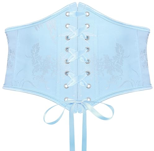 SUOSDEY Corset Belt for Women Jacquard Underbust Bustier Lace Up Waspie