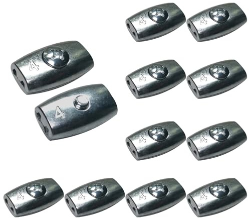 PONEZG 12 stycken kabelklämmor 4mm zinklegering vajerklämmor äggform, kabelklämma ledningsförbindare kabelförbindare att skruva, trådklämma för ståltråd 4 mm