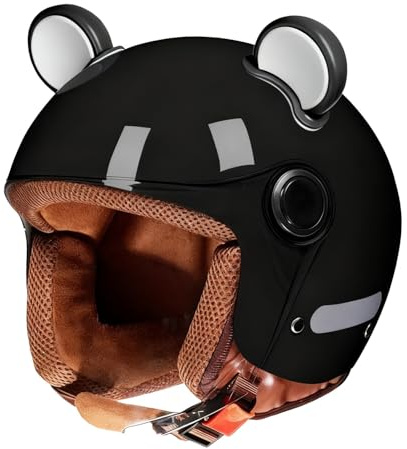 Frcychri Demi-Casque Ouvert, Casque Jet Moto Vintage avec Visière, Homologué ECE, Moto Cruiser, Cruiser Chopper Scooter Crash Jet Demi-Coque Casque pour Homme Femme D,X-Large