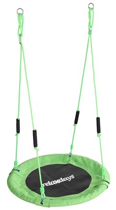 Relaxdays Altalena a Nido Rotonda, Regolabile, Imbottiti, Outdoor, Ø 80 cm, Max 100 kg, Verde, 175x80x80 cm