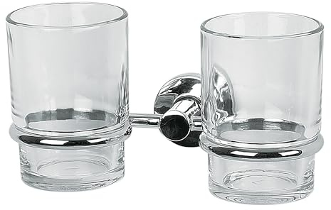 Spirella Zahnputzbecher Doppelhalter Atlantic aus Glas zum Kleben oder Bohren