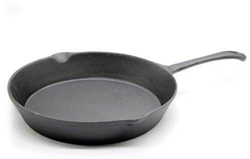 SANTOS Grillpfanne aus Gusseisen Ø25cm - Gusseisen Pfanne mit Stiel - Braten, Grillen, Backen, Garen - Gusspfanne rund - Herd, Feuer, Gas-& Kohlegrill