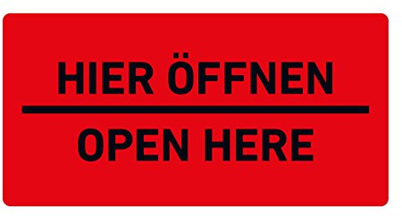 Versandaufkleber Hinweisetiketten HIER ÖFFNEN (100)