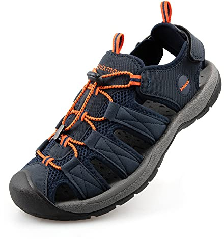 Knixmax Men Walking Sandals Wide fit Closed Toe Outdoor Sports Sandal Summer Hiking Shoes Navy 9UK - 43EU