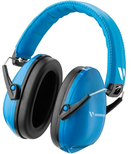 Vanderfields Casque antibruit de qualité supérieure - Réduction du son à large spectre, 34,4 ​dB à 2 ​000 ​Hz, suppression du bruit - Casque pour enfants de 3 à 12 ​ans - Bleu